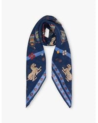 Drake's - Mughal Leopards Graphic-Pattern Wool-Silk Blend Bandana - Lyst