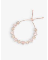Apm Monaco - Heart And Dot 18ct -plated Brass, Zirconia And Pink Nacre Bracelet - Lyst
