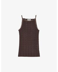 Sandro - Bead-embellished Pointelle-stitch Knitted Top - Lyst