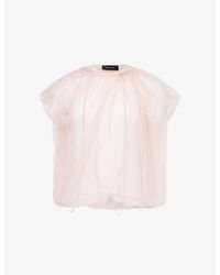 Simone Rocha - Gathered Drawstring Sheer Mesh Top - Lyst