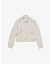 Reiss - Cleo Epaulette Short Brushed-Wool Bomber Jacket - Lyst