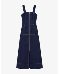 Ro&zo - Zip-Front Sleeveless Denim Midi Dress - Lyst