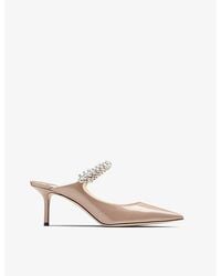 Jimmy Choo - Bing 65 Crystal-Embellished Patent-Leather Heeled Mules - Lyst