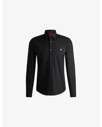 HUGO - Logo-Embroidered Slim-Fit Stretch-Cotton Shirt - Lyst