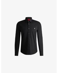 HUGO - Logo-Embroidered Slim-Fit Stretch-Cotton Shirt - Lyst