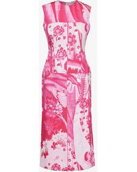 Erdem - Floral-pattern Sleeveless Cotton-blend Midi Dress - Lyst