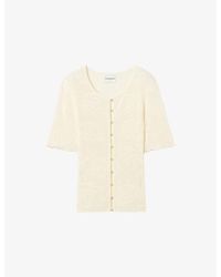 Claudie Pierlot - Floral-Motif Short-Sleeve Knitted Cardigan - Lyst