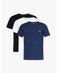 BOSS - Crewneck Brand-Embroidered Pack Of Three Cotton-Jersey T-Shirts - Lyst
