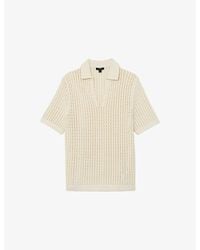 Reiss - Bronwyn Open-Collar Crochet Polo - Lyst