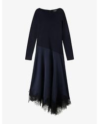 Whistles - Hybrid Lace-Trim Satin Midi Dress - Lyst