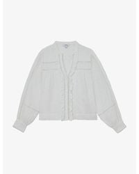 Reiss - Clemmie Openwork Long-Sleeve Cotton Top - Lyst