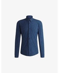 BOSS - Geometric-Pattern Slim-Fit Stretch-Jersey Shirt - Lyst