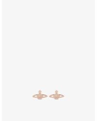 Vivienne Westwood - Bas Relief Orb Mini Rose Gold-toned Brass And Swarovski Crystal Stud Earrings - Lyst