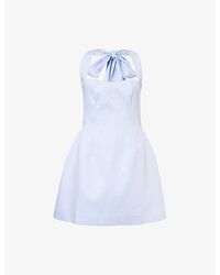 Odd Muse - Tie-Neck Cotton Mini Dress - Lyst