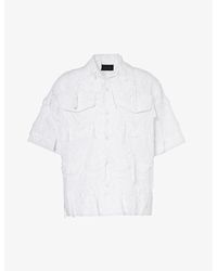 Simone Rocha - Bow-embellished Floral-embroidered Cotton-poplin Shirt - Lyst