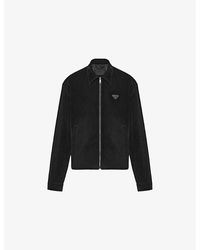 Prada - Triangle-Logo Cotton Velvet Blouson Jacket - Lyst