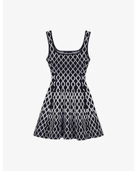 Maje - Square-Neck Geometric-Pattern Stretch-Knit Mini Dress - Lyst