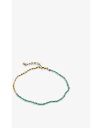 Monica Vinader Mini nugget 18ct Yellow Gold-plated Vermeil Sterling-silver And Onyx Anklet - Green