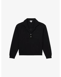 Reiss - Bella Button-Neck Stretch-Jersey Sweatshirt - Lyst