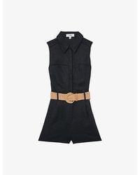Reiss - Taylor Belted-Waist Linen Playsuit - Lyst