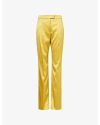 Valentino - Press-Pleat Straight-Cut Silk-Blend Trousers - Lyst
