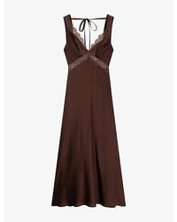 OMNES - Aurelia Lace-Trim Satin Maxi Dress - Lyst