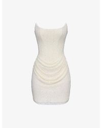 House Of Cb - Arielle Bead-Embellished Mesh Mini Bridal Gown - Lyst