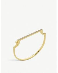 Monica Vinader - Signature Skinny 18ct Yellow -plated Vermeil And 0.35ct White-diamond Bangle Bracelet - Lyst