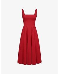 House Of Cb - Mariabella Square-Neck Stretch-Cotton Midi Dress - Lyst