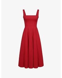 House Of Cb - Mariabella Square-Neck Stretch-Cotton Midi Dress - Lyst