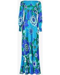 RIXO London - Marni Floral-print Satin Maxi Dress - Lyst