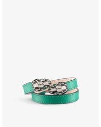 BVLGARI - Serpenti Forever Wrap-Around Leather And Enamel Bracelet - Lyst