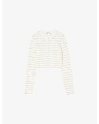Sandro - Bead-Embellished Pearl-Buttons Pointelle-Knit Cardigan - Lyst