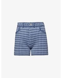 Barrie - Houndstooth-pattern Cashmere And Cotton-blend Shorts - Lyst