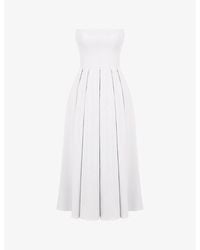 House Of Cb - Audrey Slim-Fit Strapless Cotton-Blend Midi Dress - Lyst