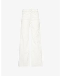 PAIGE - Anessa Raw-Hem Wide-Leg Mid-Rise Stretch-Denim Jeans - Lyst