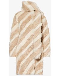 Yves Salomon - Mix Stripe-pattern Regular-fit Shearling Coat - Lyst