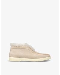 Santoni - Fortune Embossed-Branded Suede Ankle Boots - Lyst