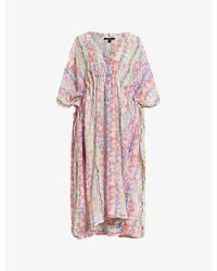 AllSaints - Rainbowlina Melissa Rainbow-print Organic-cotton Midi Dress - Lyst