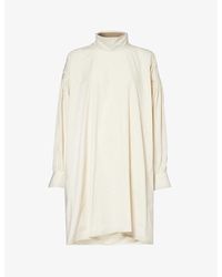 Bottega Veneta - Compact High-neck Cotton-blend Midi Dress - Lyst