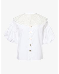 Sister Jane - Lumiere Open Cut-Work-Collar Cotton Blouse - Lyst