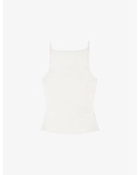 Maje - Square-Neck Ribbed Cotton-Blend Top - Lyst