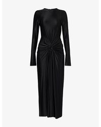 Victoria Beckham - Frances Gathered-Waist Jersey Midi Dress - Lyst