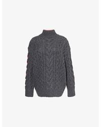 Stella McCartney - High-Neck Contrast-Panel Cable-Knit Wool-Blend Jumper - Lyst