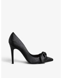 Ted Baker - Hyana Bow-embellished Pointed-toe Cotton-blend Courts - Lyst