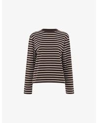 Whistles - Striped Long-Sleeved Cotton-Jersey Top - Lyst