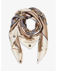 Aspinal of London - Signature Shield Graphic-print Silk Scarf - Lyst