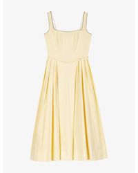 Maje - Flared Rhinestone-Embellished Stretch-Cotton Midi Dress - Lyst