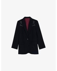 Zadig & Voltaire - Viva Rhinestone-Embellished Stretch-Woven Blazer - Lyst