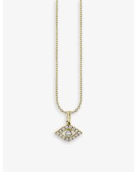 Sydney Evan - Evil Eye 14ct Yellow-gold And 0.15ct Brilliant-cut Diamond Chain Necklace - Lyst